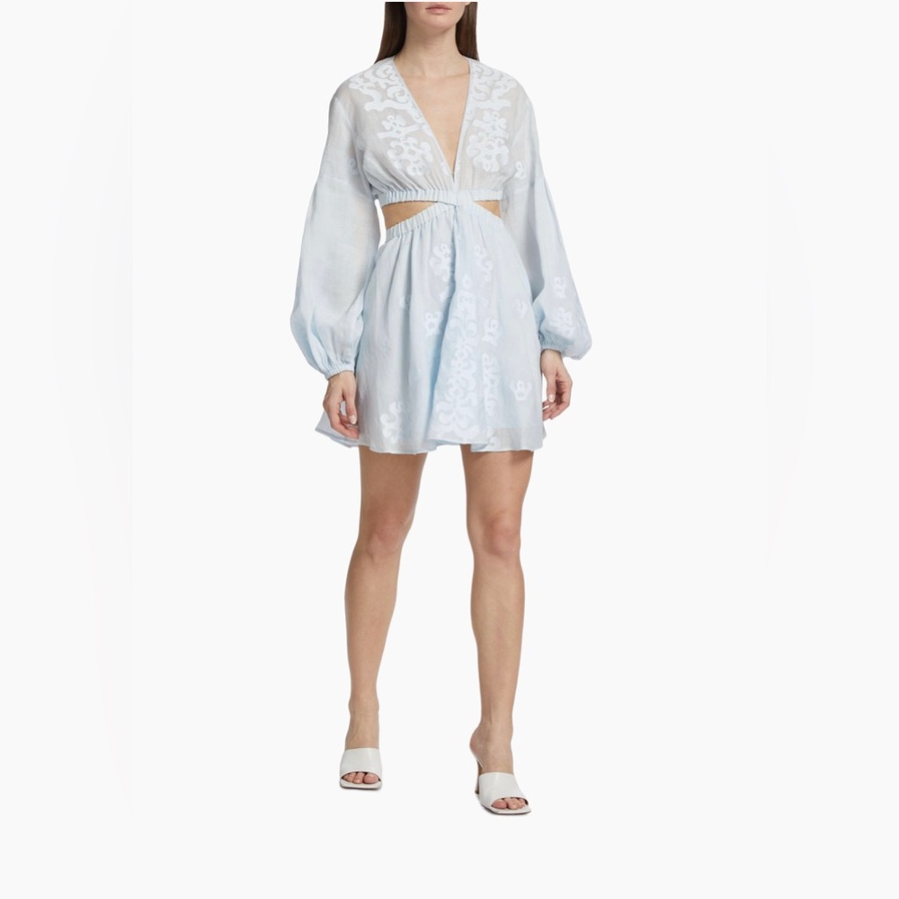 A.L.C. - Irene Embroidered Blue Lace Mini Dress Size 0